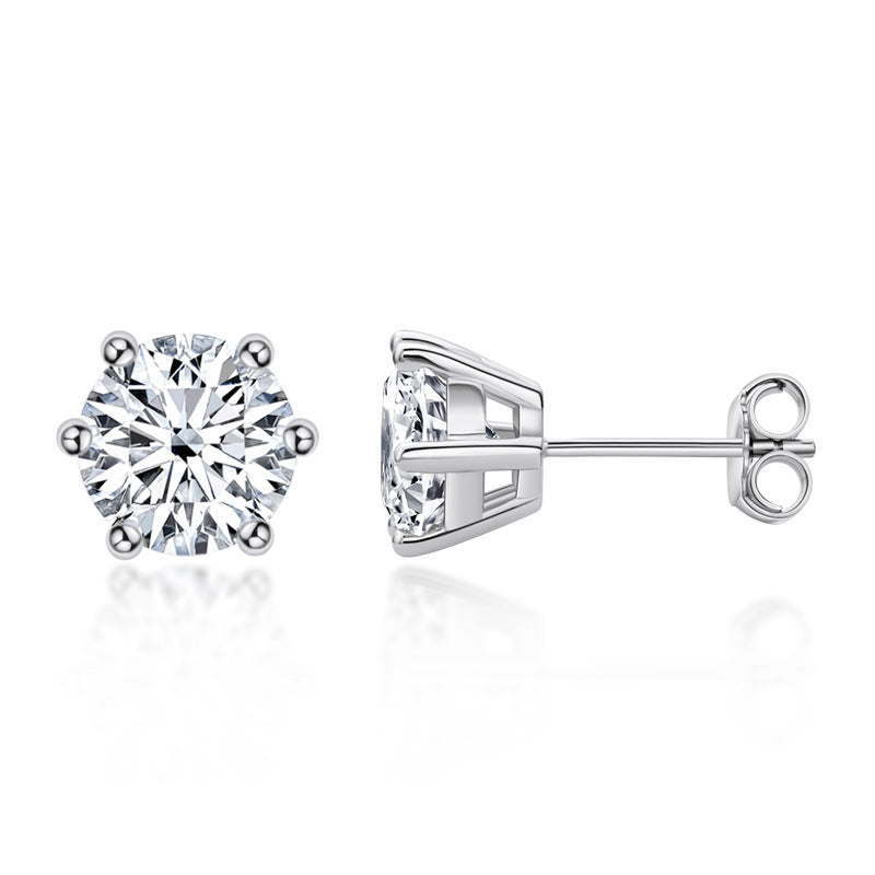 Women's Claw Color Moissanite Sterling Sier Gold Earrings