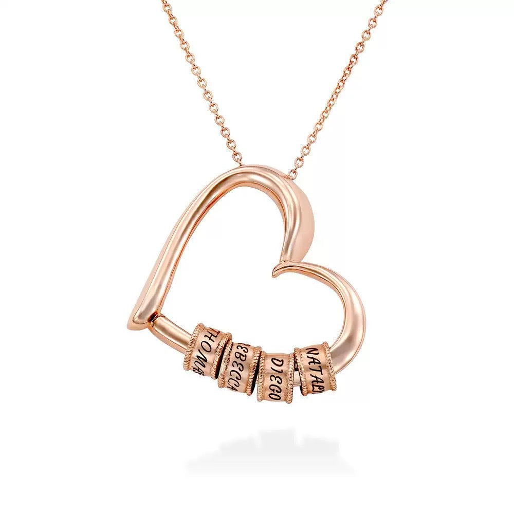 Women's Shaped Love Inscription Personalized Name Beaded Mother's Day Necklace