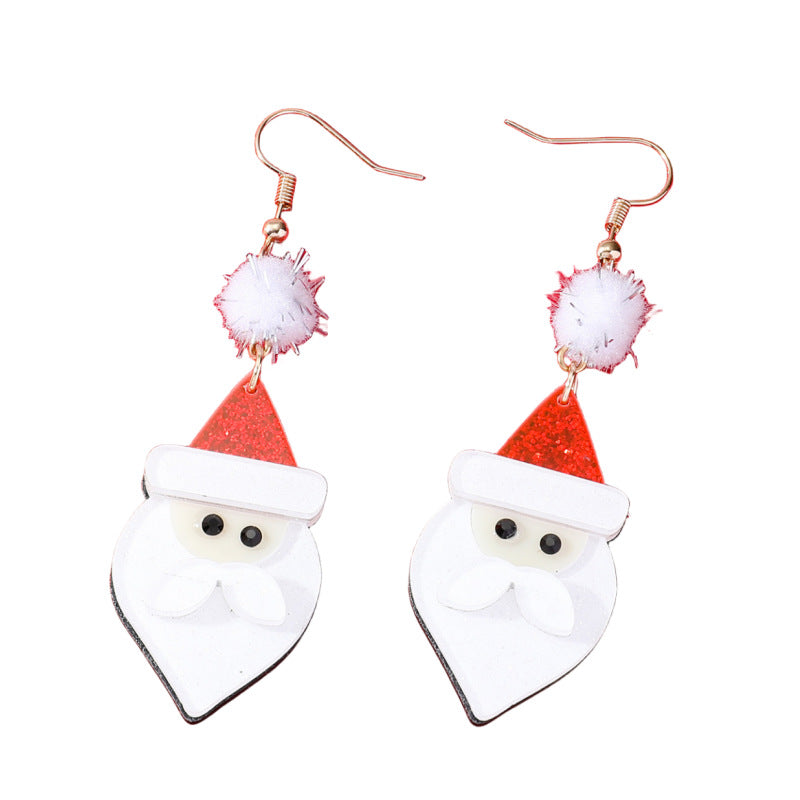 Women's Christmas Theme Cartoon Cute Creative Santa Clown Earrings