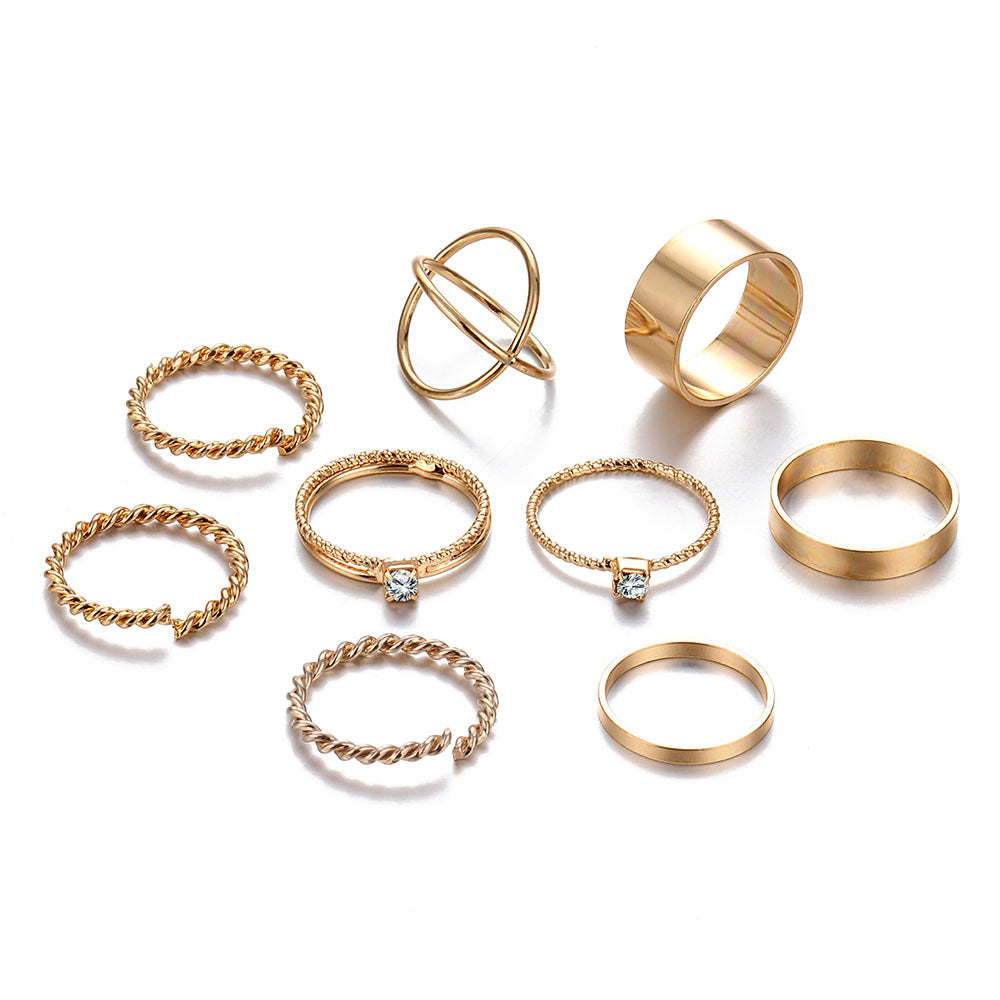 Joint Diamond Alloy Creative Twisted Pieces Rings