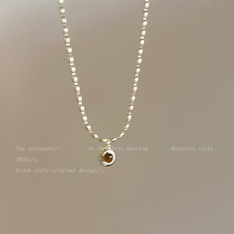 Women's Tiger Eye Chinese Style Twin Niche Graceful Clavicle Necklaces