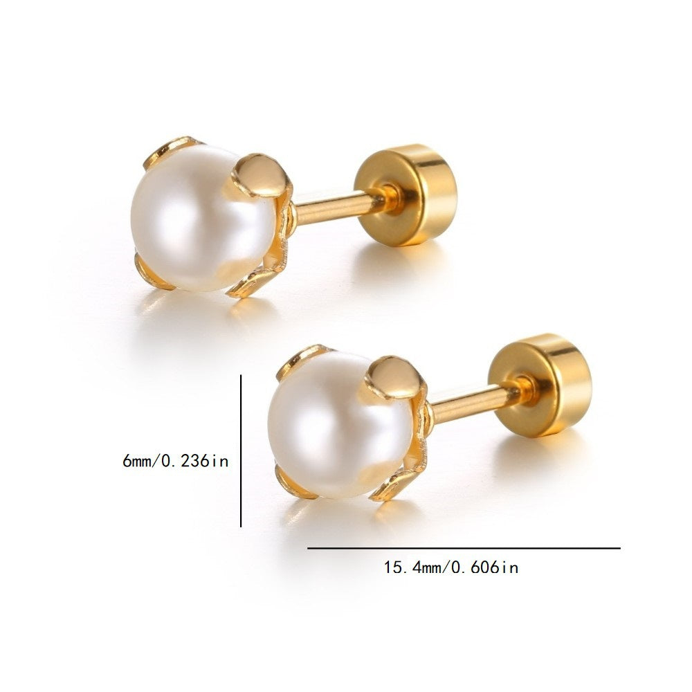 Titanium Steel Ear Mini Small Pearl Earrings