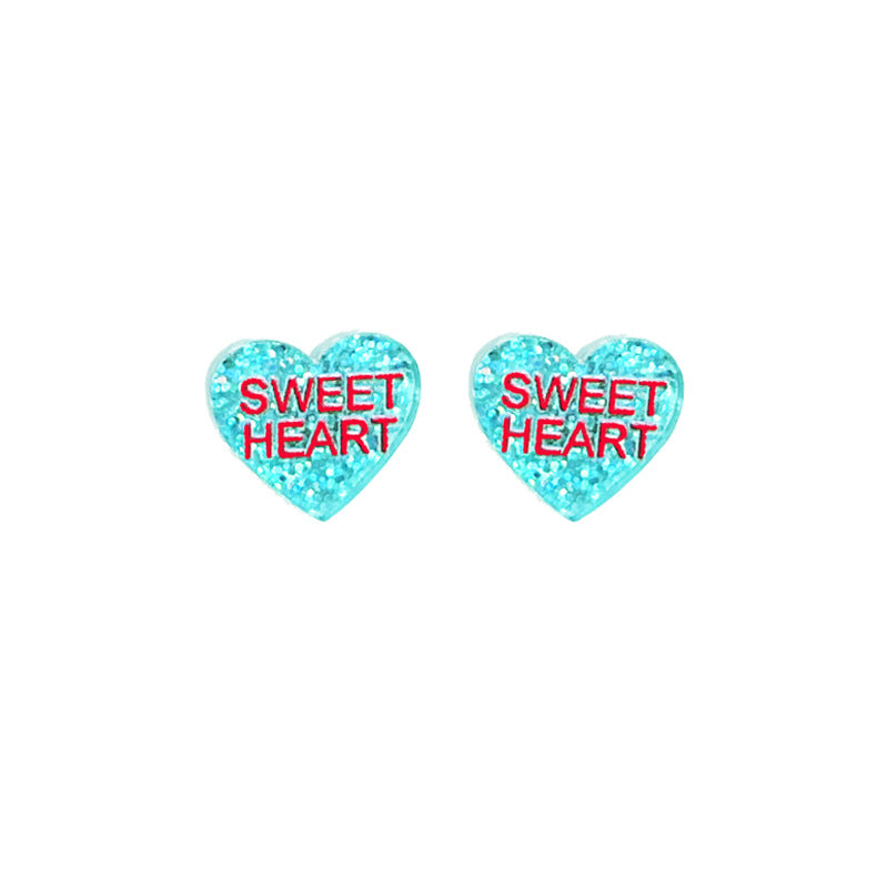 Candy Love Heart Text Cute Girlfriend Earrings