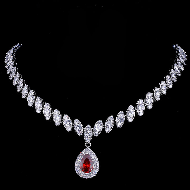 Formal Dress Zircon Water Drops Inlaid Jewelry Set