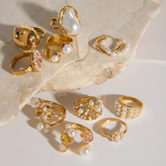 Stainless Steel Pearl Eye-catching High-grade Titanium Rings