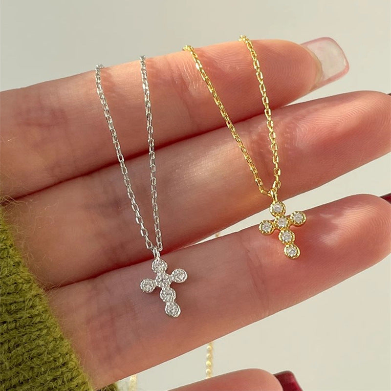 Women's Rhinestone Cross For Simple Compact Exquisite High-grade Necklace