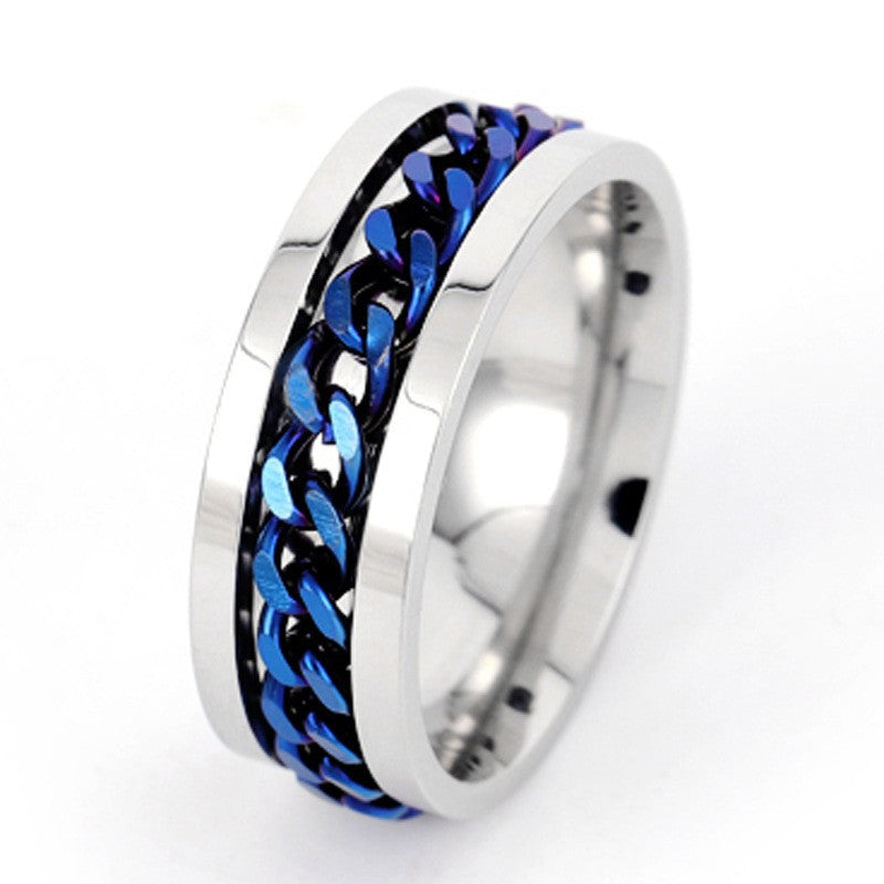 Men's Stainless Steel Trendy Titanium Rotatable Open Rings