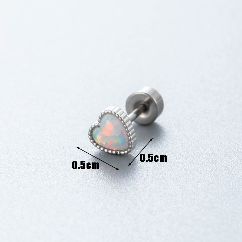 Opal Stars Heart Titanium Steel High-grade Earrings