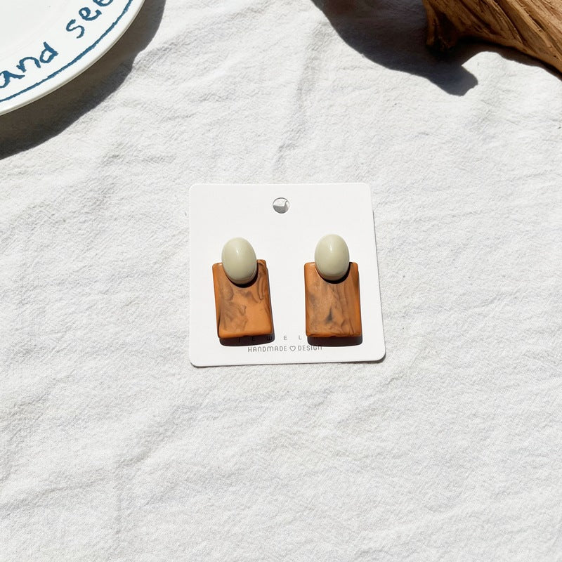 Marble Pattern Resin Acrylic Fashion Style Simple Earrings
