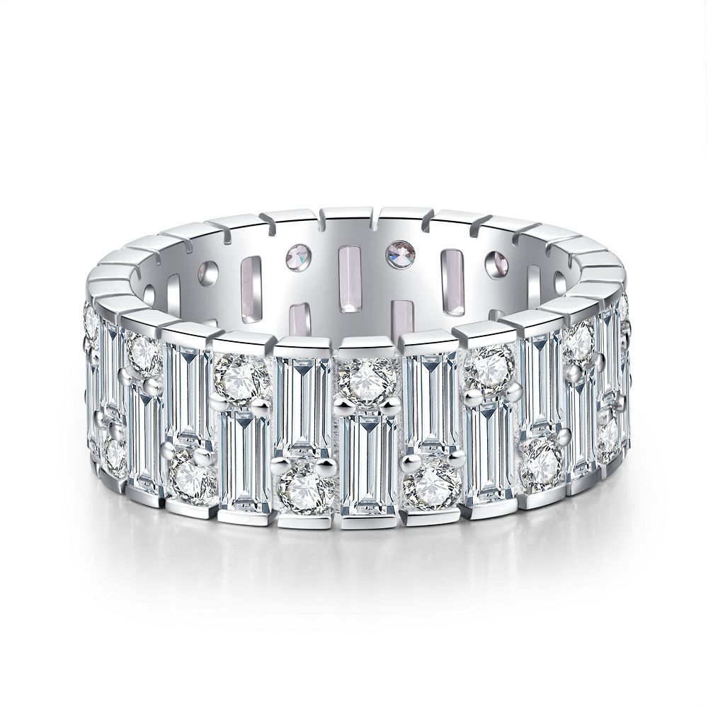 Women's & Men's Sterling Sier Diamond Stackable Zircon Full Rings