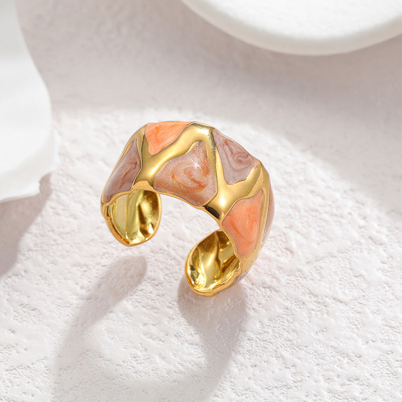 Geometric Irregular Lines Drip Open Fashion Titanium Rings