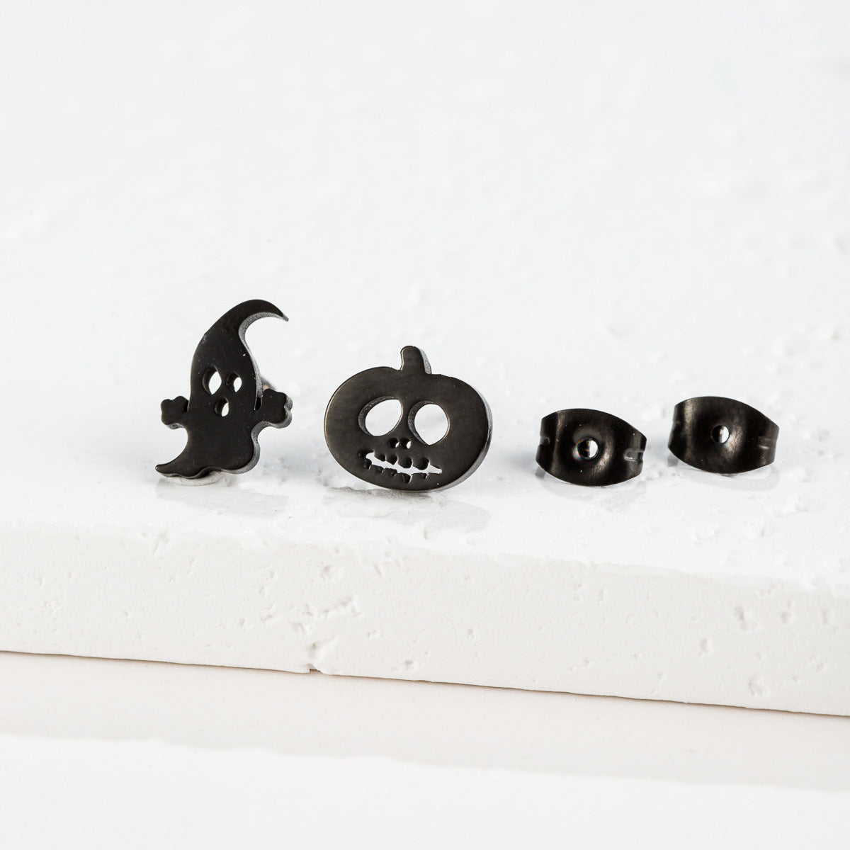 Ornament Stainless Steel Halloween Pumpkin Ghost Skull Asymmetric Earrings