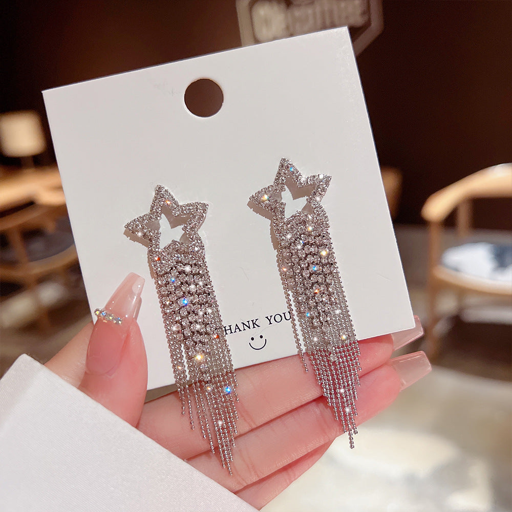 Women's Vintage Tassel Diamond High-grade Ear Minority Earrings