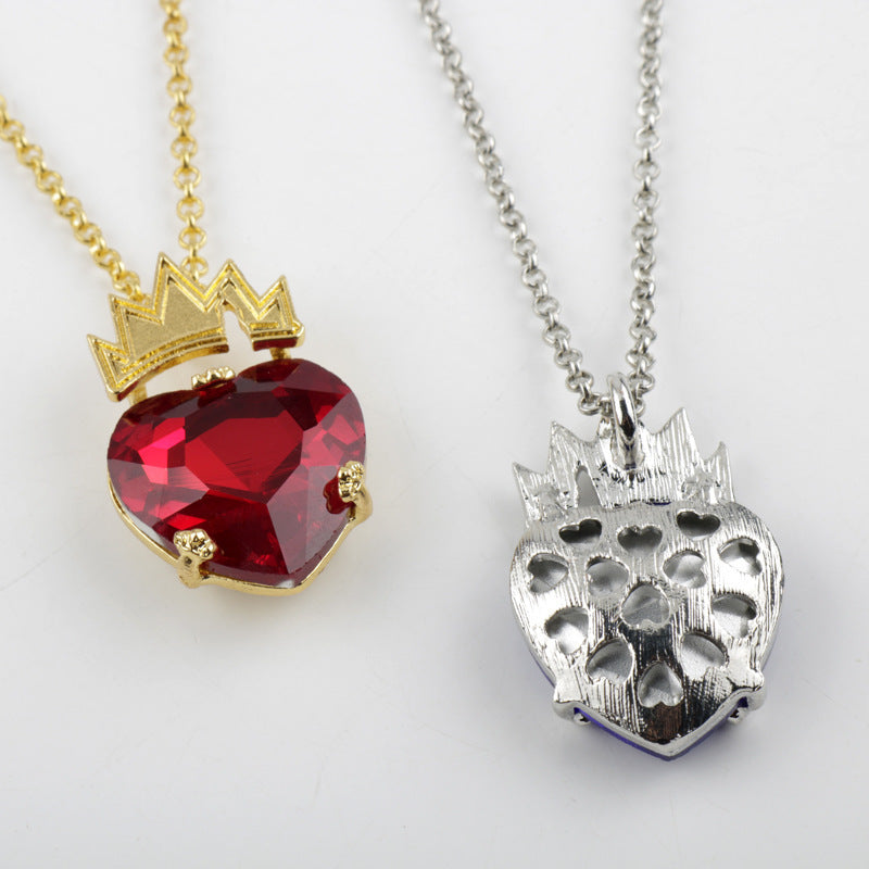 Descendant Peripheral Peach Heart Crystal Crown Necklaces