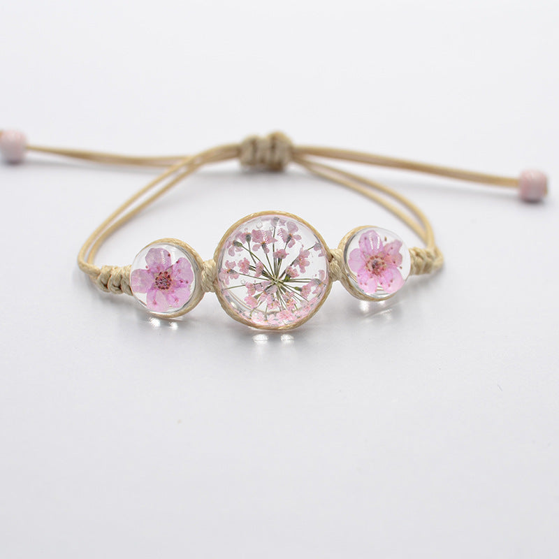 Women's Simple Hand-woven Jewelry Dried Flower Ceramic Bracelets