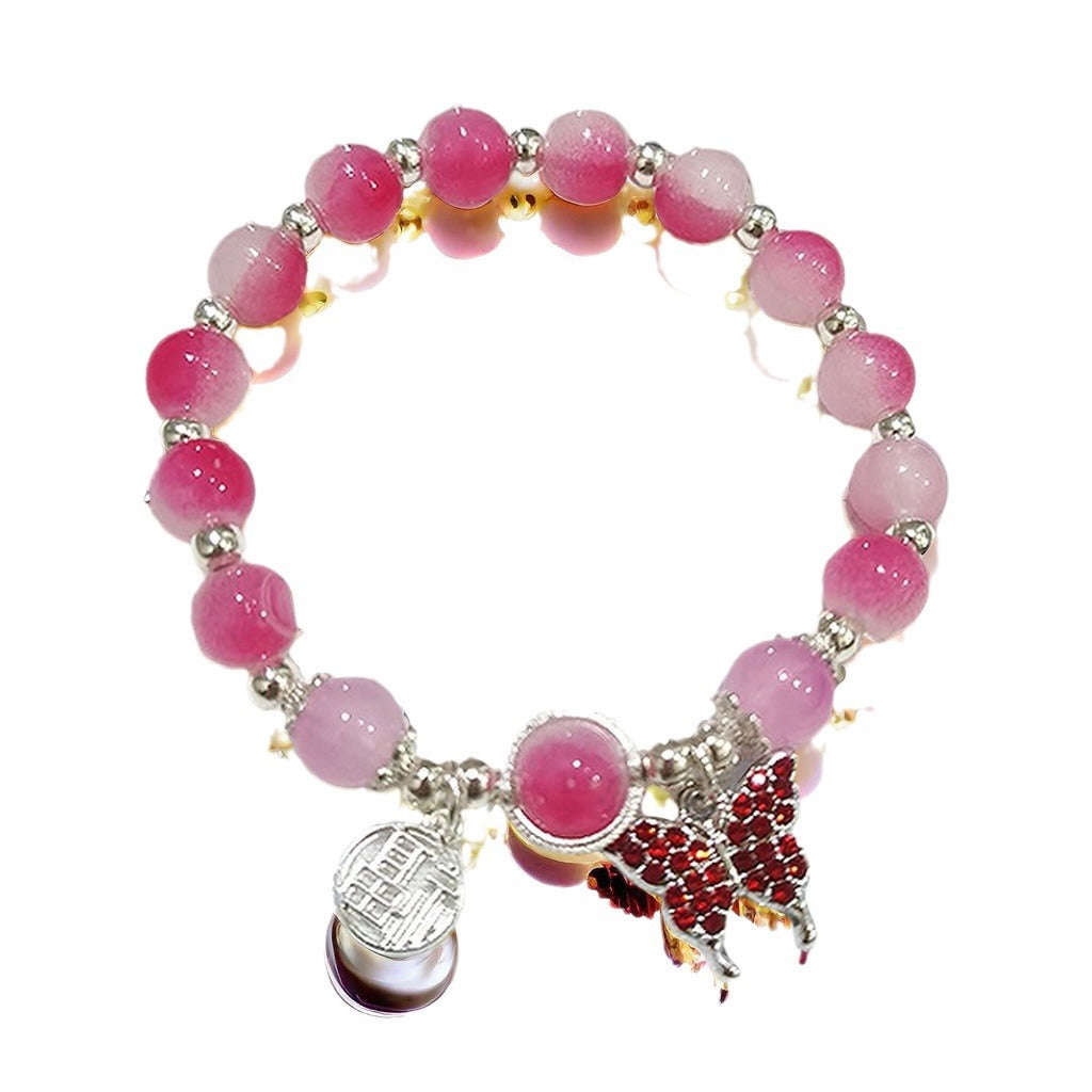 Peach Red Butterfly Blessing Card Female Temperament Bracelets