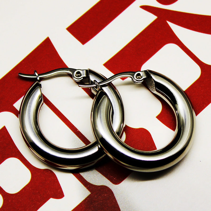 Thickened Heavy Light Surface Circle Solid Earrings