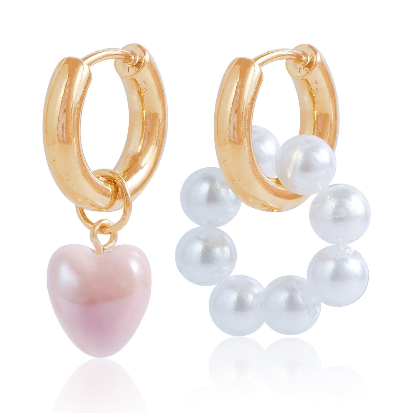 Imitation Pearl Beaded Female Asymmetric Love Earrings