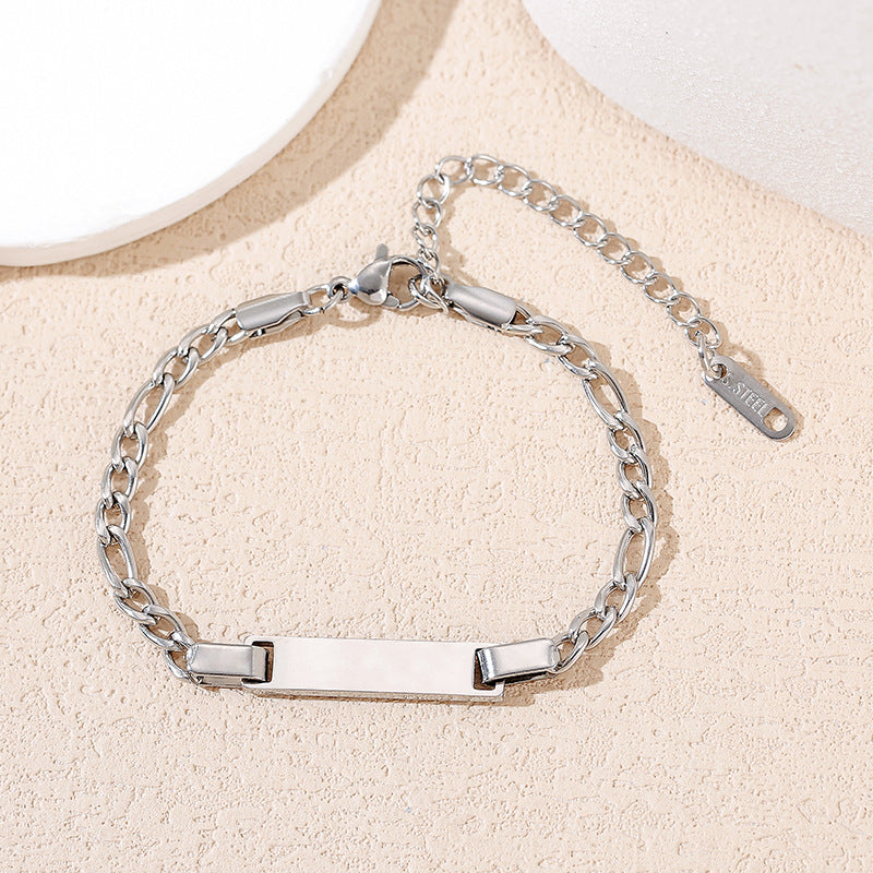Children's Laser Engraving Electroplating Stainless Steel Cuban Bracelet
