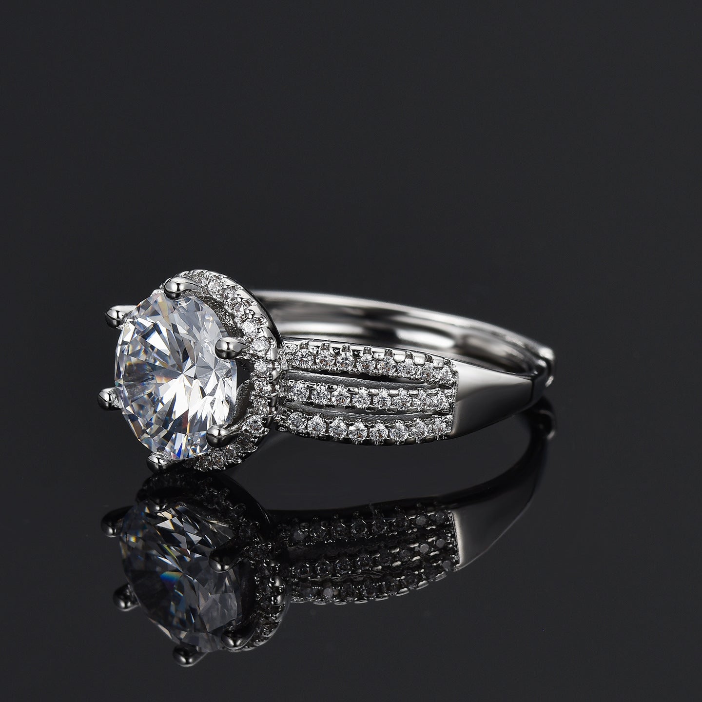 Women's Live Broadcast Karat Group Inlaid Zircon Ring