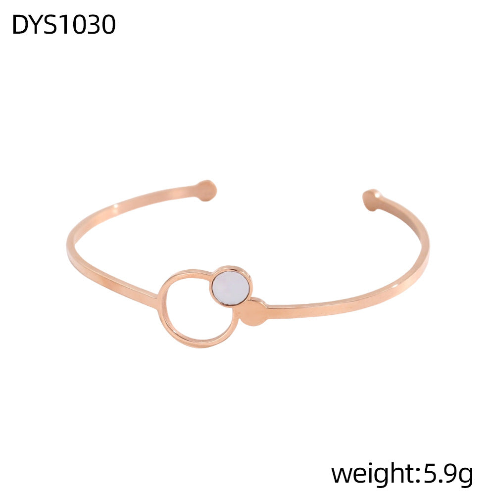 Geometric Hollow Metal Feeling Open-ended Stainless Steel Vacuum Electroplating Design Bracelets