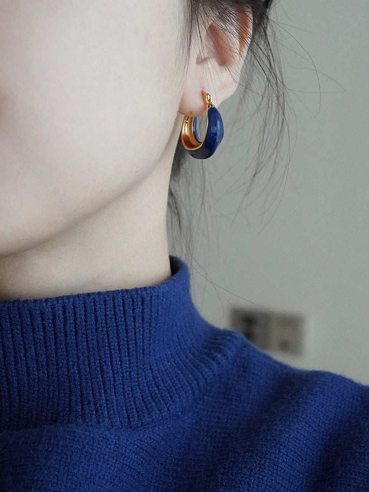 Blue Ear Cold Style Niche Design Earrings