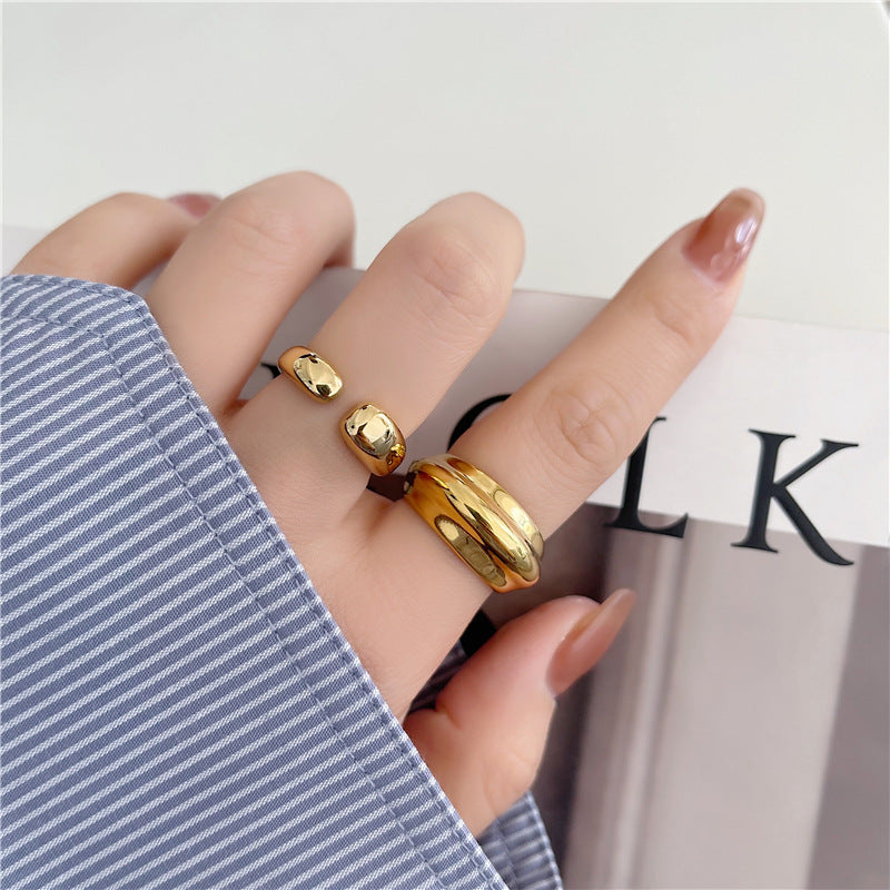 Wind Simple Grace Personality Titanium Steel Gold-plated Water Rings