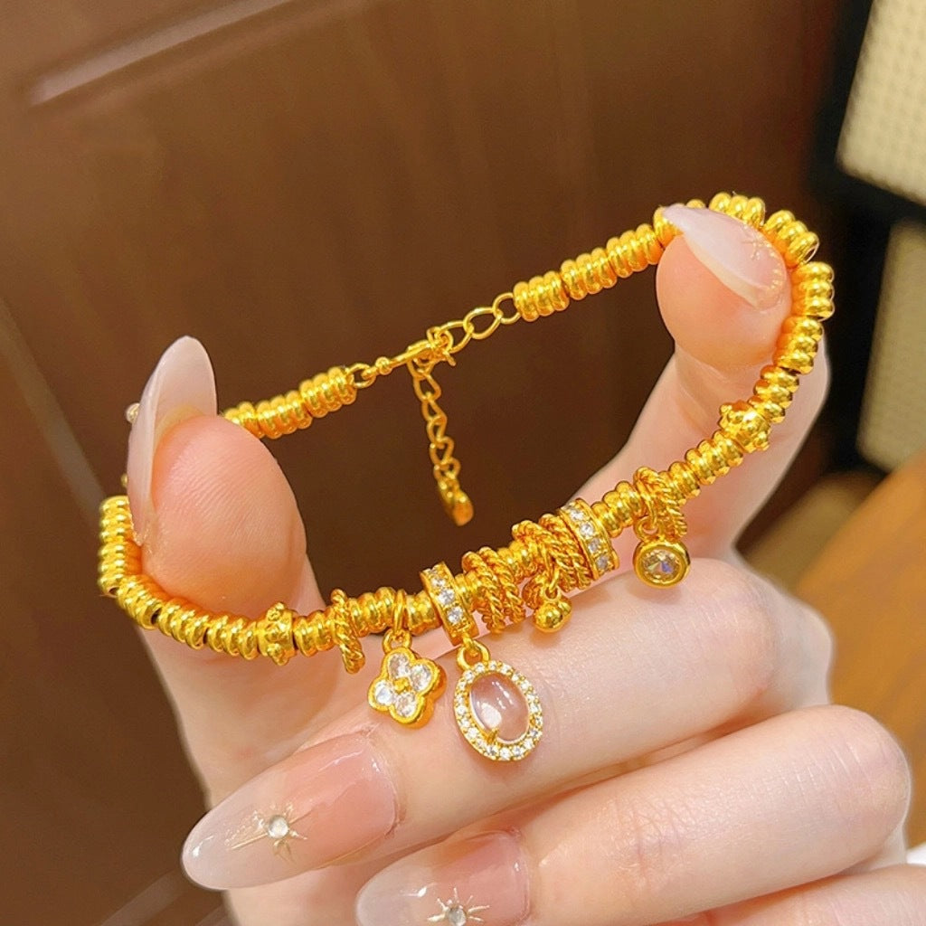 Women's White Diamond Big Four-leaf Clover Wrapped Bracelet