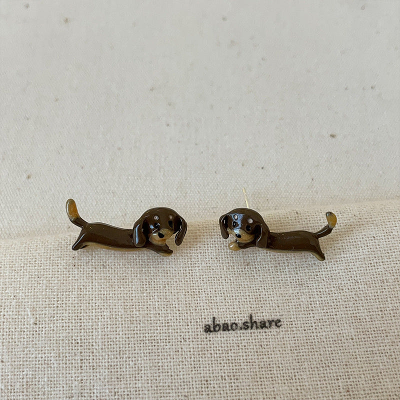 Cartoon Sausage Dog Ear Collection Female Cute Funny Exquisite Rings