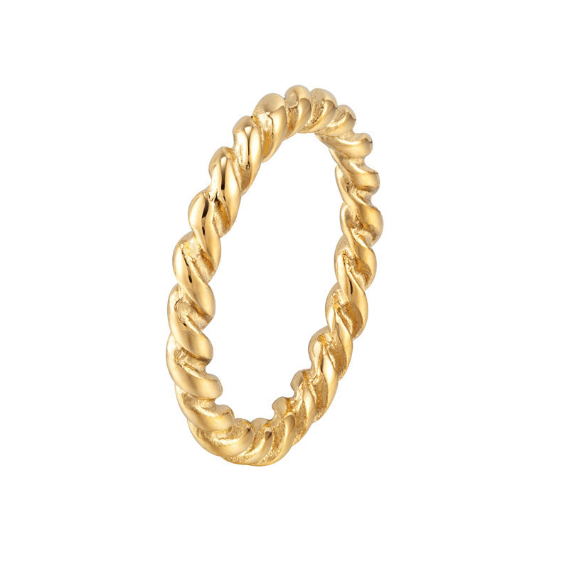 Twist Gold-plated Niche Twisted Female Titanium Rings