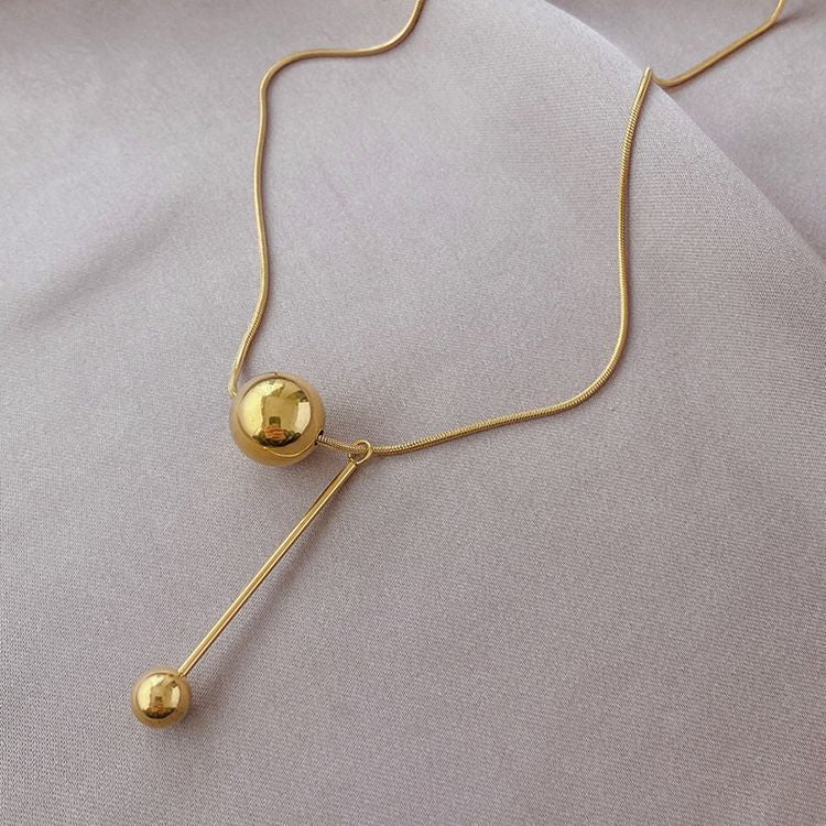 Gold Ball Titanium Steel Cold Style Light Luxury Minority Clavicle Necklace
