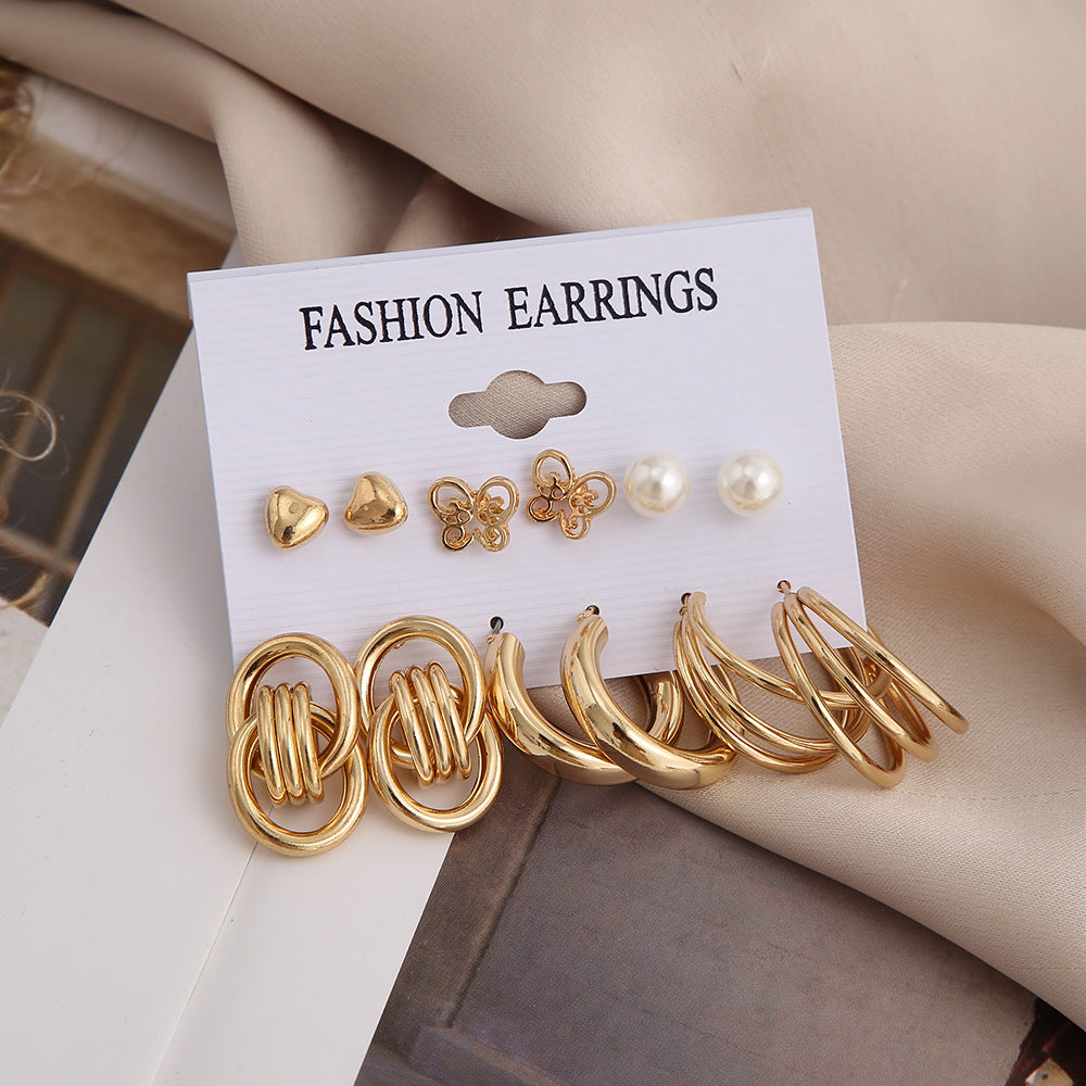 Unique Punk Style Gold Creative Metal Heart Stud Earrings