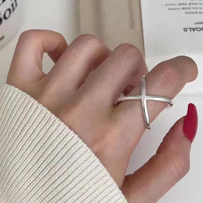 Luxury Simple Black Agate Female Niche Retro Rings