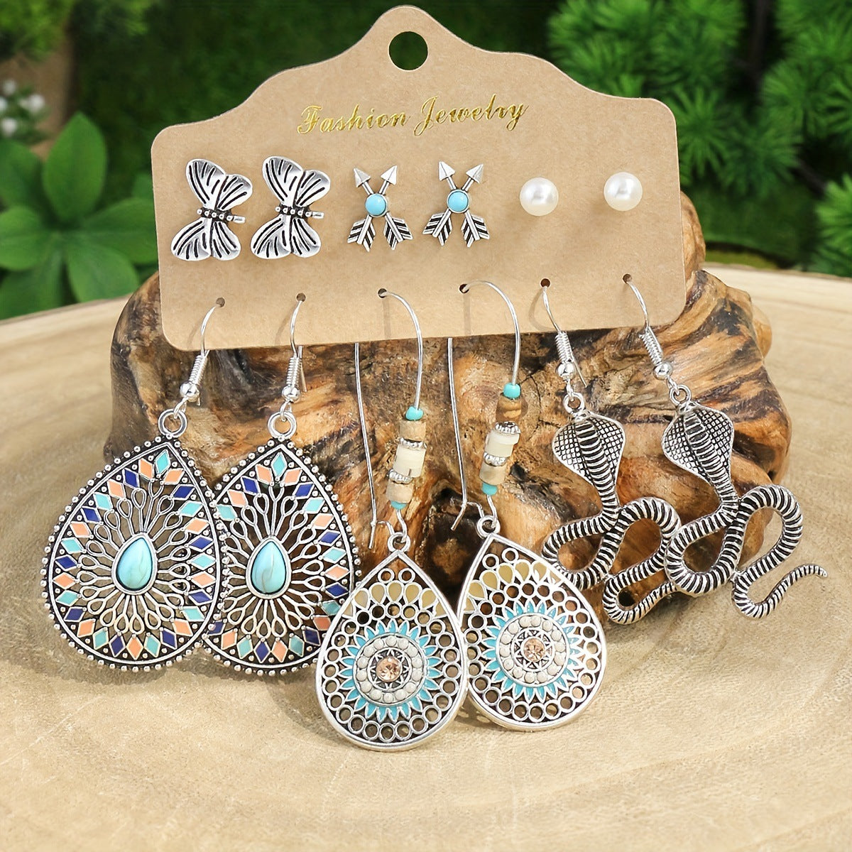 Ethnic Style Bohemian Eardrops Combination Drop-shaped Earrings