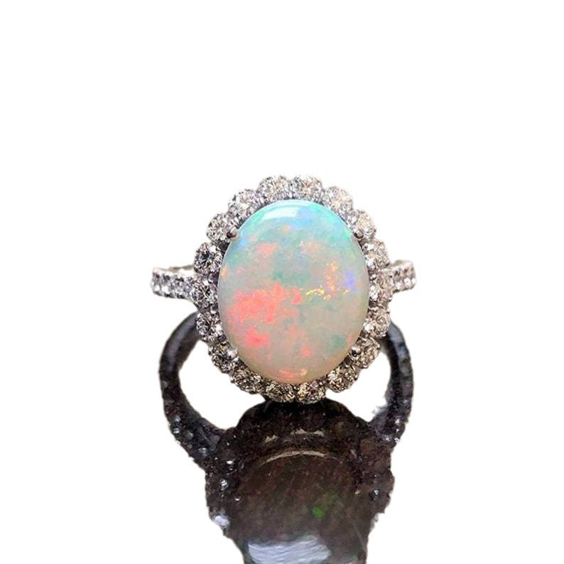 Women's Vintage Alloy Inlaid Opal Engagement Rings