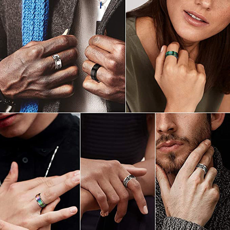 Star Titanium Steel Rotatable Moon Decompression Rings