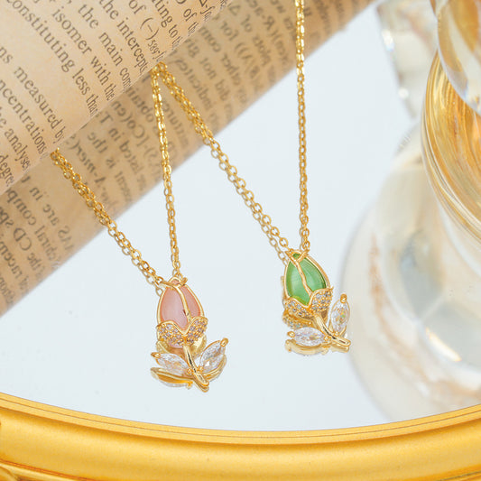 Women's Titanium Steel Color Zirconium Tulip Accessories Necklaces