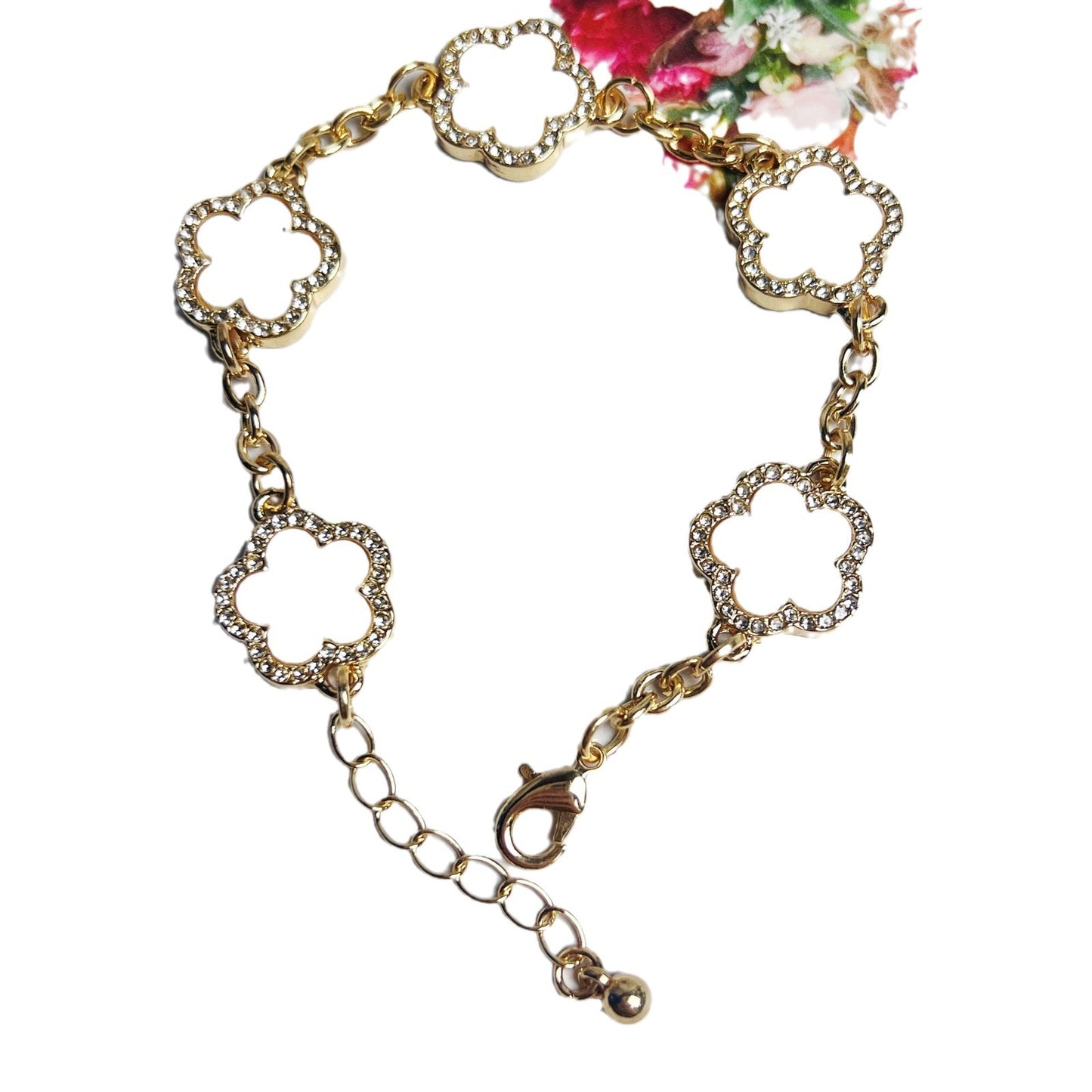 Women's Luxury High-grade Niche Golden White Chain Five-leaf Bracelets