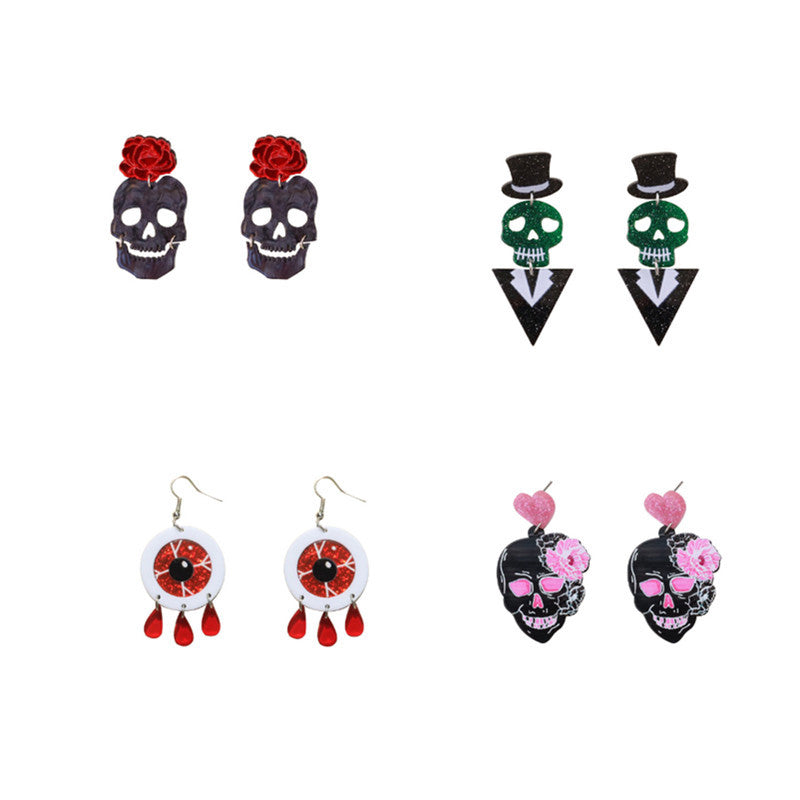 Cat Skull Funny High Profile Fashion Earrings