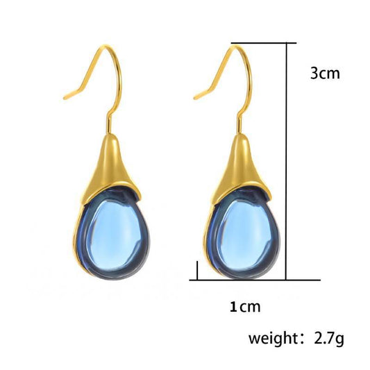 Imitation Cat's Eye Four-color Simple Jewel Earrings