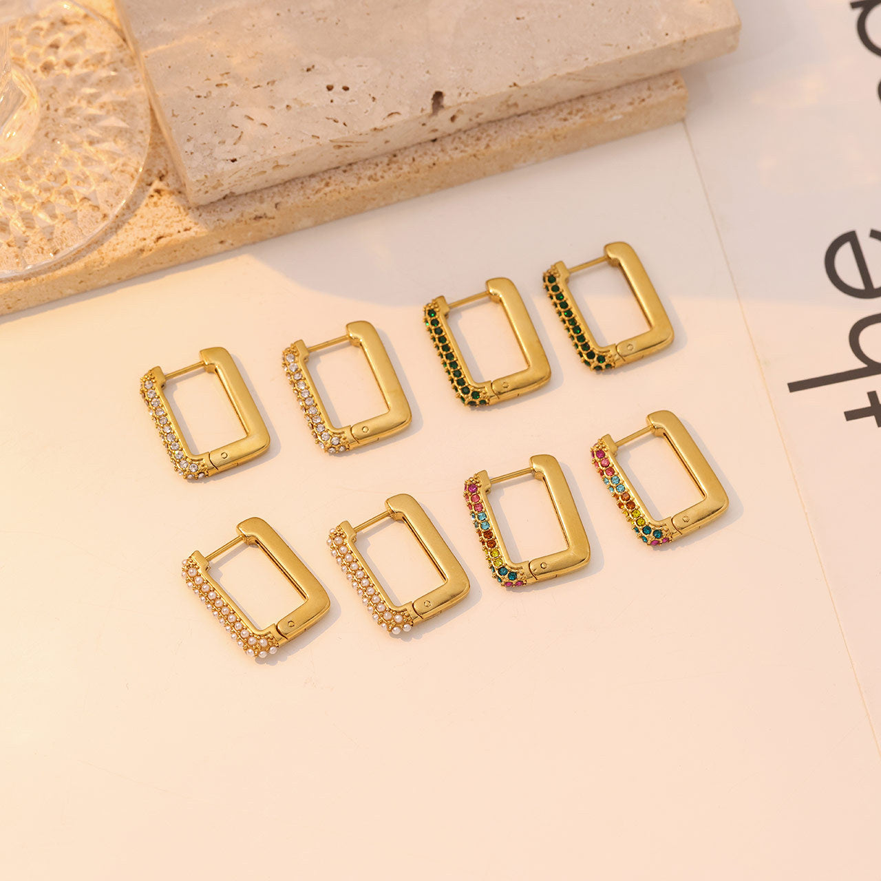 Square Fashion Ear Clips Advanced Design Earrings