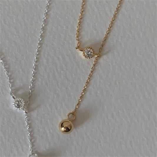 Fan Korean Style Sterling Sier Zircon Necklaces