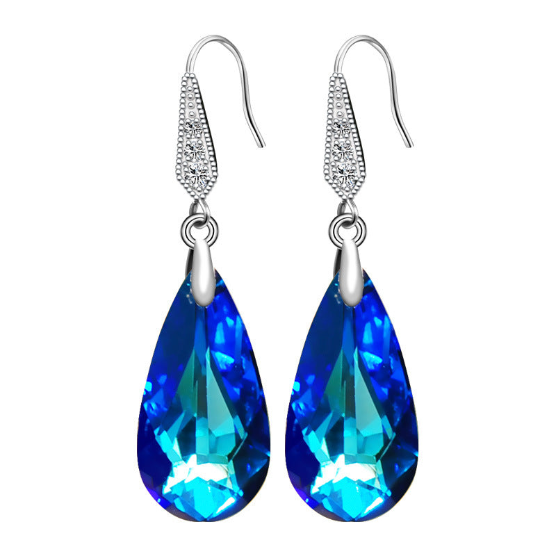 Women's Water Drop Artificial Crystal Super Flash Earrings