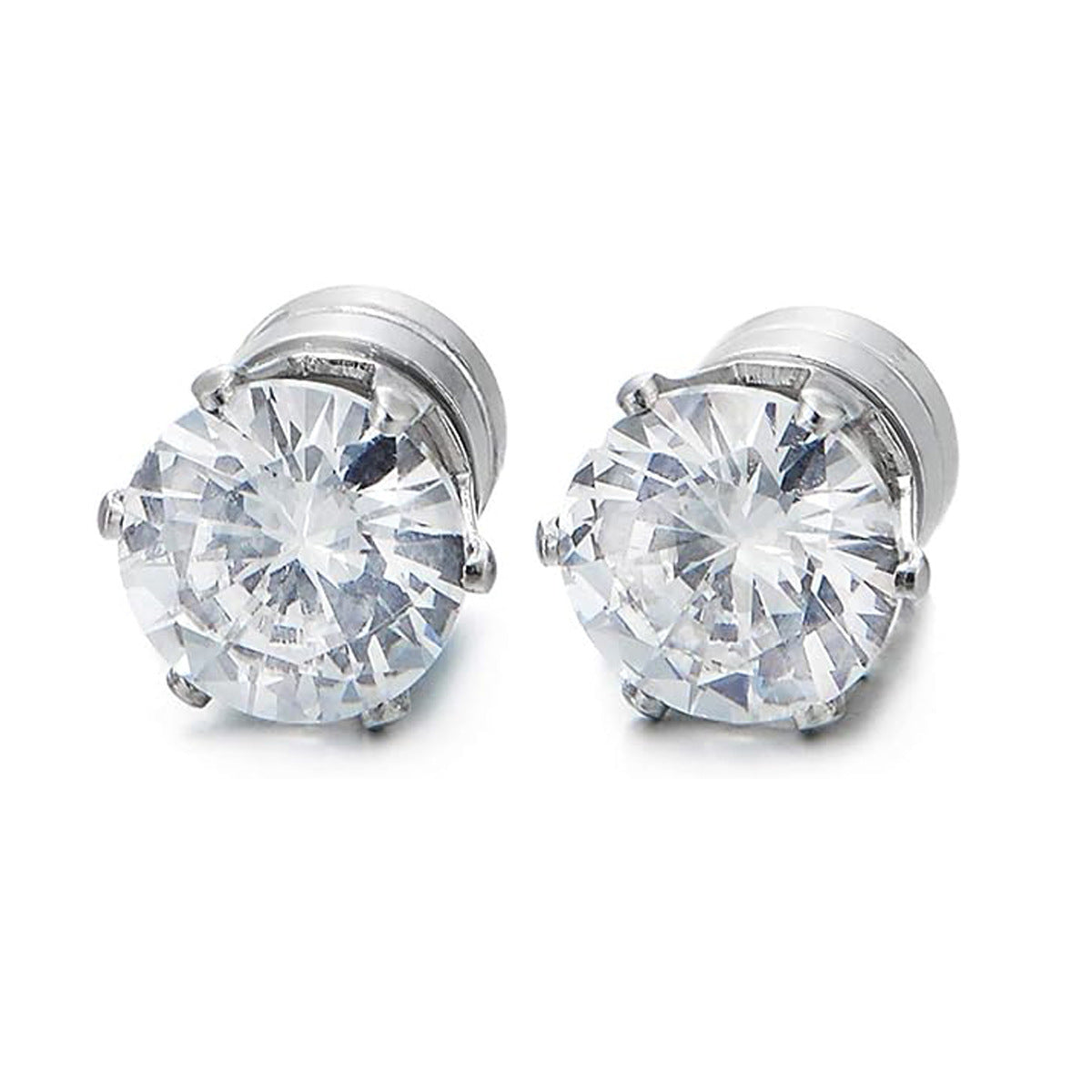 Non Piercing Zircon Stainless Steel Magnet Earrings