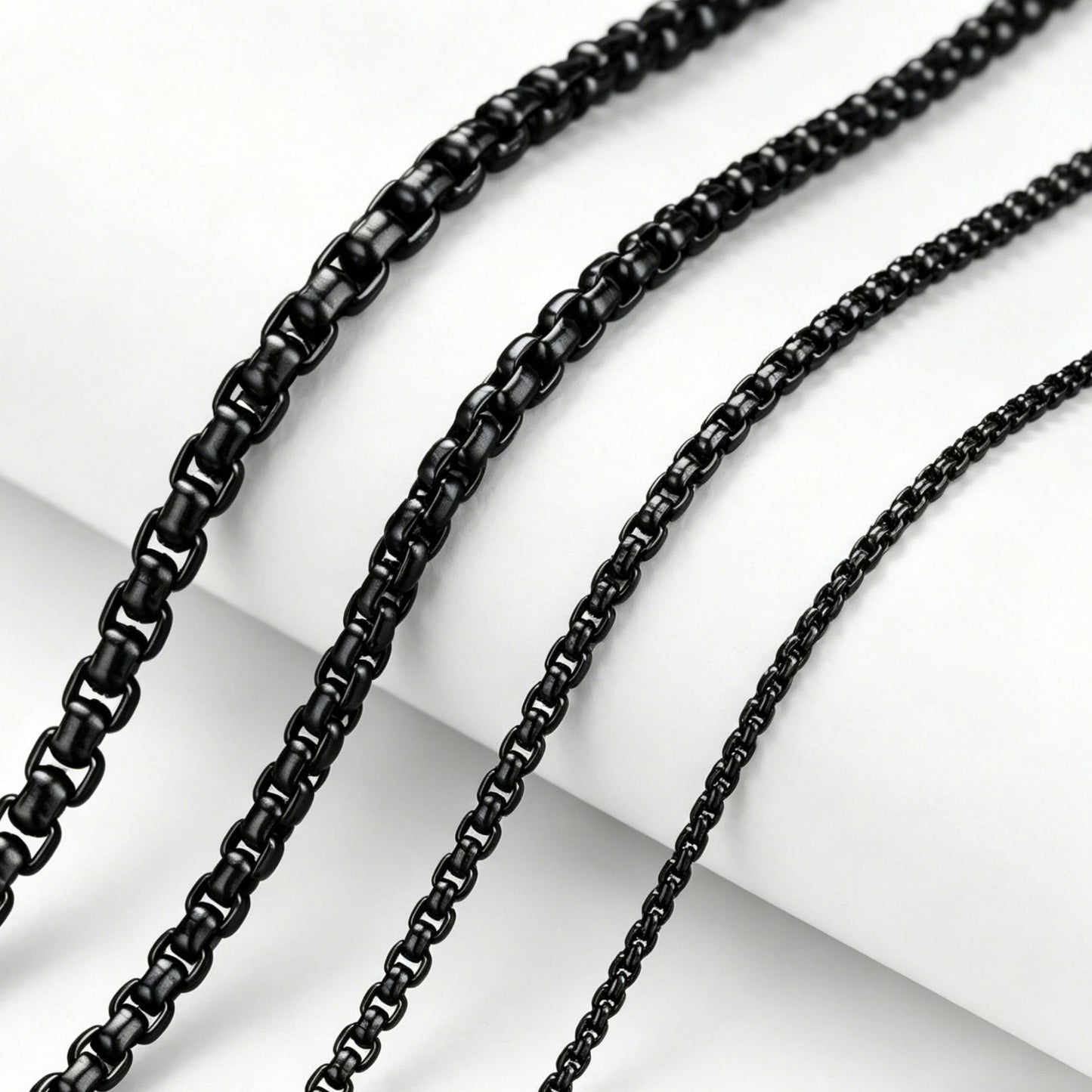 Black Square Pearl Chain Stainless Steel Titanium Do Not Necklace
