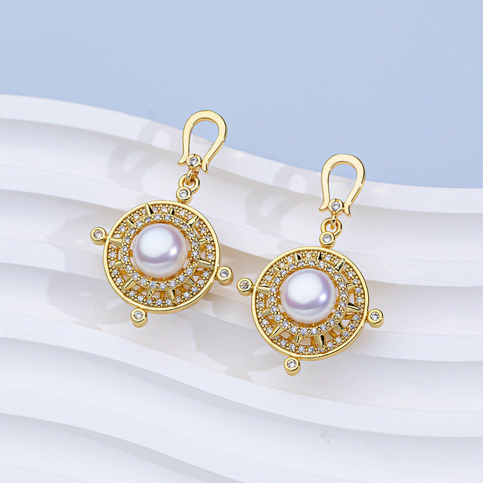 Women's Pearl Ear High-grade Square Simple Temperament Stud Earrings