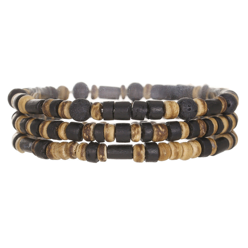 Women's Style Wood Piece Vintage Handmade Beaded Filament Bracelets