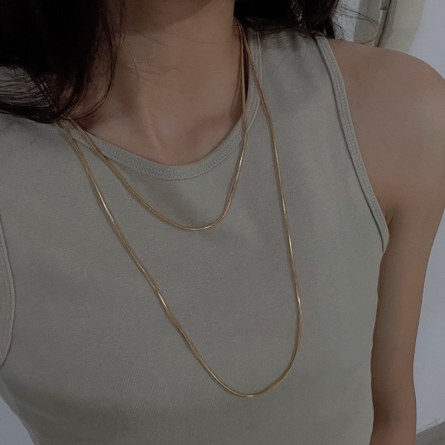 Women's Gold-plated Square Snake Bone Light Luxury Plain Necklaces
