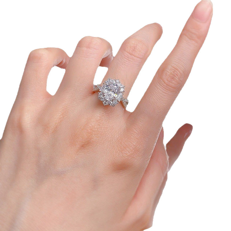 Women's Luxury Design Oval Big Diamond Carat White Ring