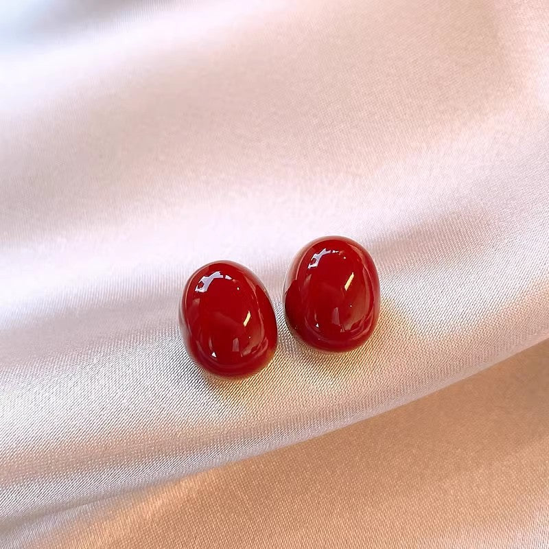 Women's Sier Needle Red Retro Affordable Luxury High-grade Earrings